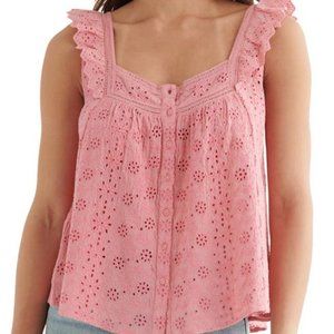 Lucky Brand Embroidered Eyelet Tank Size L